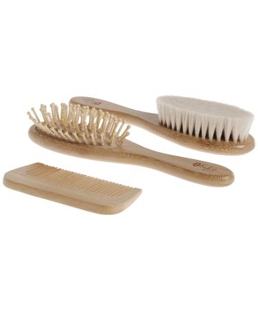 Kyte BABY Bamboo 3-Piece Brush Set - 1 Goat Hair Brush  1 Wooden Bristle Brush and 1 Bamboo Comb
