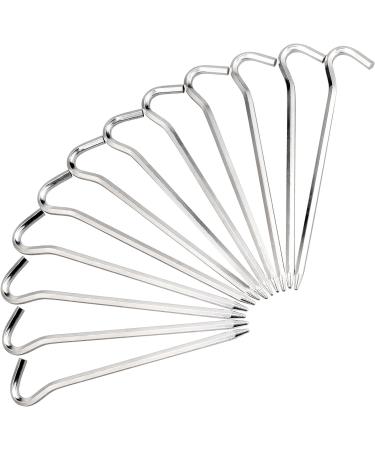 Aluminium Camping Tent Pegs with Hook - 7 Hexagon Nail Spike Stakes for Canopies and Garden - Silver - Buy Online on GoSupps.com