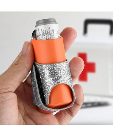 Buy Beautyflier Asthma Inhaler Holder - Durable Microfiber Leather Travel Case for Adults & Kids | Stylish Silver Bling Design - Buy Online on GoSupps.com
