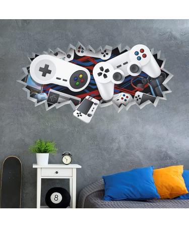 ANHUIB 3D Game Wall Stickers Gamer Wall Sticker for Bedroom for Boys Gaming Stickers for Wall Game Wall Decal Video Game Wall Mural Controller Xbox Wall Sticker for Nursery Playroom Teenage Kids Room White