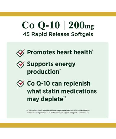 Nature's Bounty Co Q-10 200mg - 45 Rapid Release Softgels | Heart Health & Antioxidant Support - Buy Online on GoSupps.com