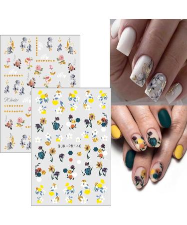 JMEOWIO 10 Sheets Glitter Spring Flower Nail Art Stickers Decals Self-Adhesive Colorful Summer Floral Nail Supplies Nail Art Design Decoration Accessories - Buy Online on GoSupps.com