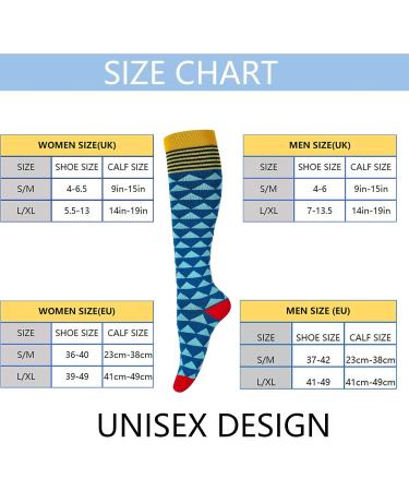 6 Pair Compression Socks for Men & Women | Non-Slip Long Tube for Running, Nursing, Circulation & Recovery | 20-30 mmHg | Ideal for Boosting Stamina, Hiking, Travel & Flights | S-M Size | Geometry Design - Buy Online on GoSupps.com
