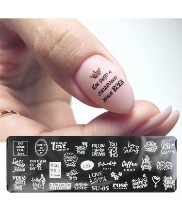 6-Piece Nail Stamping Plates Set with Stamper, Scraper, Chrysanthemum, Coconut Tree, and Leaf Designs - Manicure Nail Art Templates for Flowers - Nail Supplies - Buy Online on GoSupps.com