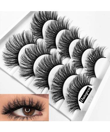 outopen 3D Mink Lashes Natural Wispy False Eyelashes 15mm Fluffy Long Eye Lashes Eye Makeup Tools 5 Pairs Pack(Q1 | 13-15MM) A01-Q1 | 13-15MM