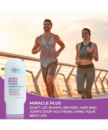Miracle Plus Arnica Bruise Relief Cream 4oz - Natural Homeopathic Lotion for Bruising, Swelling & Discoloration with Vitamin K & Horse Chestnut - Skin Care Solution - Buy Online on GoSupps.com