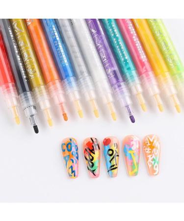 12 Colors Pens 3D Waterproof Nail Painting Kit Pens for Painting Nails Nail Polish Pens Nail Point Graffiti Dotting Liner Nail Accessories - Buy Online on GoSupps.com