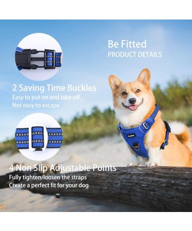 Funfox No Pull Dog Harness for Large Dogs - Adjustable & Breathable XL Safety Harness in Blue | Ideal for Medium to Large Breeds - Buy Online on GoSupps.com