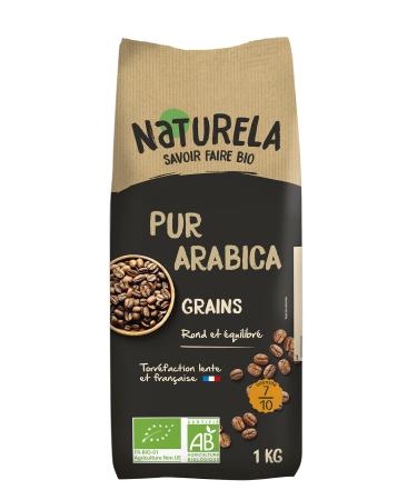 Naturela NATURELA - Organic Coffee Beans - Organic Arabica Coffee - Slow Roasting - Made in France - 1 kg