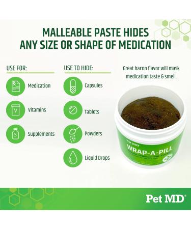 Pet MD Bacon Flavour Pill Paste for Dogs - 59 Servings - Hide Pills Easily - Buy Online on GoSupps.com