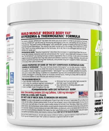 GAT NITRAFLEX Burn Pre Workout - Apple Melon Flavor - 30 Servings | Boost Energy & Burn Fat - Buy Online on GoSupps.com