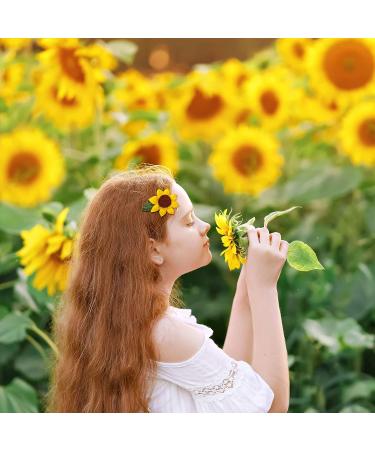 Whaline Sunflower Hair Alligator Clips - 4Pcs Yellow Flower Barrettes for Toddlers Girls - Cute Hair Accessories for Spring Summer Events - Buy Online on GoSupps.com