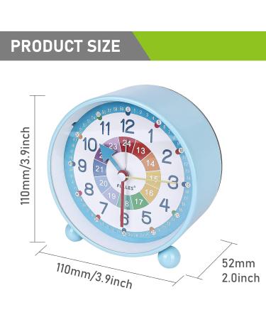 Silent Children's Alarm Clock - Digital Learning Watch for Kids Compact Night Light Travel Alarm Battery Operated - Blue - Buy Online on GoSupps.com