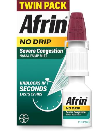 Afrin No Drip Severe Congestion Max Strength Nasal Spray - 2 x 0.5 Fl Oz Bottles - Buy Online on GoSupps.com