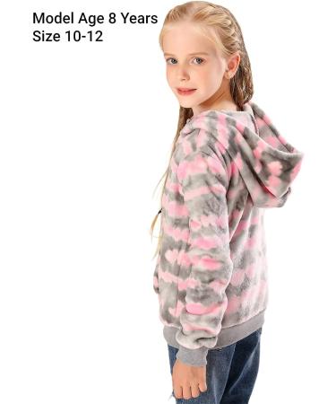 V.&GRIN Pink Tie Dye Girl Zip Hoodie Sweatshirt | Soft Fuzzy Fleece Jacket for Girls 7-8 Years - Buy Online on GoSupps.com