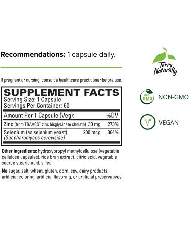 Terry Naturally Zinc Plus Selenium â€“ 60 Vegan Capsules for Immune Support - Buy Online on GoSupps.com
