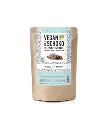 Vegan protein - chocolate - vegetable protein powder from pea almond and hemp protein sweetened with erythritus - organic - 450g powder - organic workout chocolate (vegan)