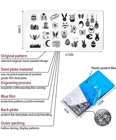 OUBFUUY Easter Nail Stamp Plates Nails Art Stamping Plates Easter Eggs Rabbit Nail plate Template Image Plates - Buy Online on GoSupps.com