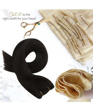 Moresoo 14 Inch Darkest Brown Human Hair Weft Extensions - 100g/Pack #2 | Sew in Brown Human Hair Extensions - Buy Online on GoSupps.com