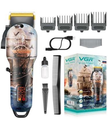 VGR Electric Hair Cipper for Men Professional Crod/Crodless Hair & Beard Trimmer Rechargeable Haircut Barber Clipper LED Display Hair Cutting Kit