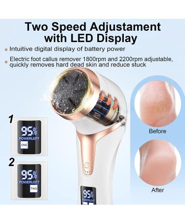 Rechargeable Electric Foot Callus Remover with Vacuum - Professional Pedicure Kit for Smooth Skin - 2 Speeds & LCD Display - White - Buy Online on GoSupps.com