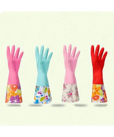 Dishwashing Gloves Long Sleeve Latex Kitchen Wash Dishes Dishwashing Gloves House Cleaning Washing Bowls Gloves Tools Red - Buy Online on GoSupps.com