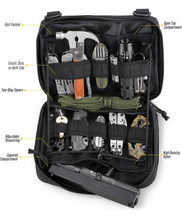WYNEX Tactical Admin Molle Pouch - 1000D Nylon EDC Utility Bag, Waterproof Black - Buy Online on GoSupps.com