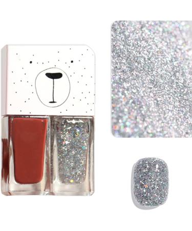 Nail Polish Set Quick Dry Nail Polish Long Lasting No Need Cure Nail Varnish 2 in 1 Red & Silvery Christmas New Year Nail Polish set DIY Nail Art Manicure at Home - Buy Online on GoSupps.com