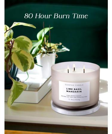 Lime Basil Mandarin 3 Wick Scented Candle | Large Aromatherapy Soy Candle for Home | Unisex Fresh Fragrance | Clean Burning 15.8 oz Candle - Buy Online on GoSupps.com