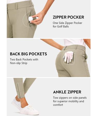 Hiverlay Women's Pro Golf Pants - Quick Dry Lightweight Work Pants for Hiking and Casual wear - Light Khaki Medium - Buy Online on GoSupps.com