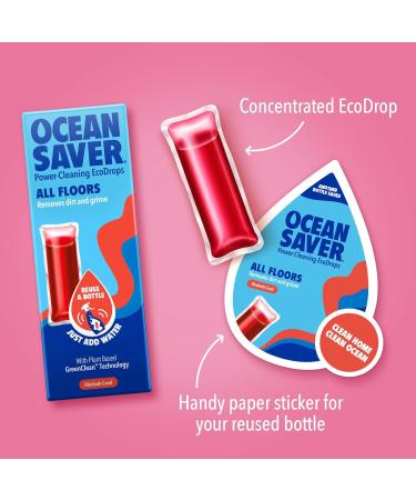 OceanSaver All Purpose Floor Cleaning Spray - 12x 10ml | Plant Based Rhubarb Coral Scent | Eco-Friendly & Cruelty-Free | Multi-Surface Cleaner for Spills & Stains - Buy Online on GoSupps.com