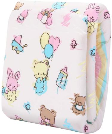Littleforbig Baby Cuties Printed Adult Diapers - Pink, Size M (28-38) - 10 Pack - Buy Online on GoSupps.com
