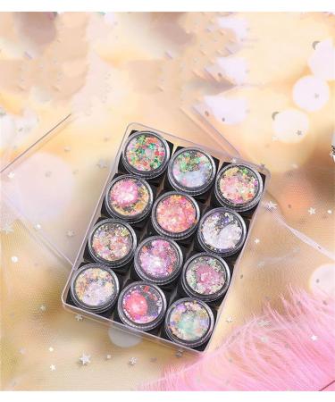 12 Colors Sparkly Chrome Powder Chunky Flakes Nail Art Sequins Manicure Decoration Nail Powder Flakes - Buy Online on GoSupps.com