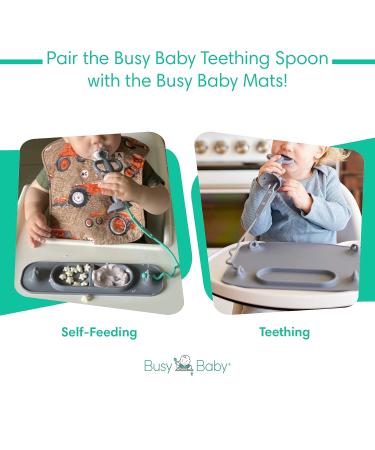 Busy Baby Teething Spoon - 2-in-1 Teether & Training Spoon for Babies and Toddlers - Food Grade Silicone, BPA Free, Pink - Buy Online on GoSupps.com