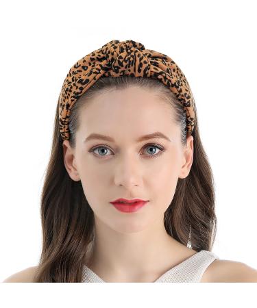 QIANXUAN Cheetah Print Knotted Headbands for Women - Set of 4 Leopard Top Knot Fabric Hairbands - Buy Online on GoSupps.com