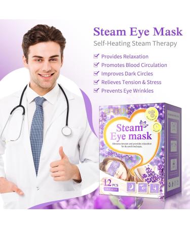 Steam Eye Mask 12 Packs Warming Eye Mask Self Heating Eye Mask Soothing Headache Relief Lavender Sleep Mask for Dry Eyes Fatigue Disposable Moist Hot Compress Eye Patch for Relaxation and Eye Strain - Buy Online on GoSupps.com