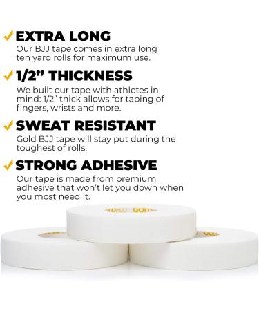 Gold BJJ Jiu Jitsu Tape 1/2 x 30' - Athletic Finger Tape for MMA, Judo, Wrestling, Martial Arts - Buy Online on GoSupps.com