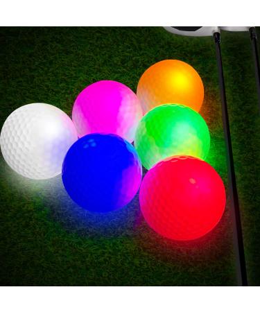 BIG TEETH Glow in Dark Golf Balls Night Golf Balls Led Light Up Golf Balls Led 6 Pack: 6 colors in one
