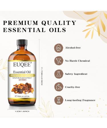 EUQEE Myrrh Essential Oil 118ml Pure Myrrh Oil Natural Aromatherapy Essential Oil Diffuser Oil Essential Oils for Diffusers for Home Relax Myrrh 118 ml (Pack of 1) - Buy Online on GoSupps.com