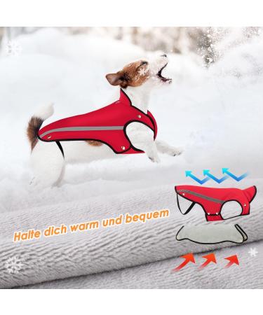 Buy Slowton Dog Winter Jacket - Adjustable Waterproof Coat with Reflective Stripes | Warm Pet Vest for Small Dogs in Red - Buy Online on GoSupps.com