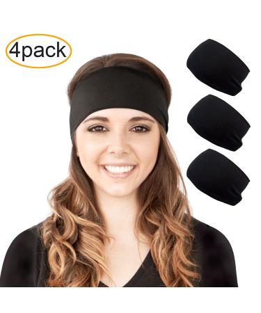 Women's Black Wide Headband - Fashionable Sweatband for Running, Yoga, and Workouts - Buy Online on GoSupps.com