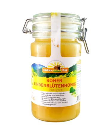 Raw linden honey from ImkerPur, unfiltered, uncentrifuged or heated, contains flower pollen, beeswax, propolis, bee bread and royal jelly