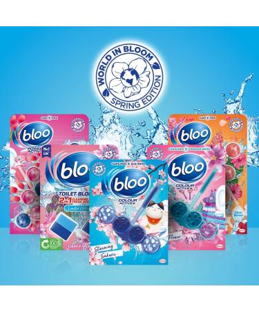 Bloo Limited Edition Sakura Blue Toilet Rim Block with Anti-Limescale Cleaning Foam - 1 Pack - Buy Online on GoSupps.com