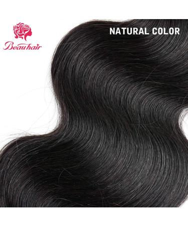 Beauhair Brazilian Body Wave Virgin Hair Bundles with Lace Closure | 14/16/18+14 Inch | Unprocessed Human Hair | Natural Black 4X4 Lace Closure | Free Part | Body Wave Bundles - Buy Online on GoSupps.com