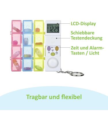 Edoso 7-Day Pill Organizer with Alarm | Weekly Medicine Box & Timer for Memory | German Description | Reinforced Alarm Tone | Colorful Tablet Containers - Buy Online on GoSupps.com
