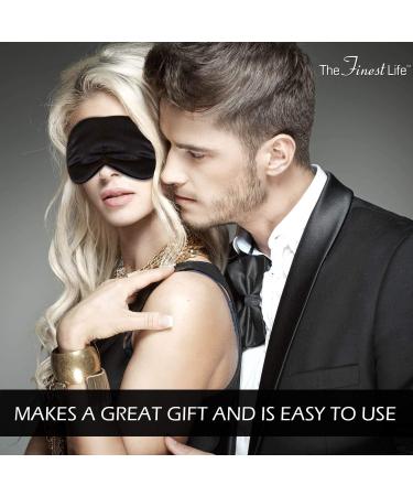 Finest Life Pure Silk Sleep Mask - Premium Quality Eye Mask for Women and Men - Adjustable Strap - Sleeping Aid (Black) - Buy Online on GoSupps.com