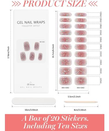 EBANKU 20pcs Nail Wraps Self Adhesive Gel Nail Stickers Nail Gel Polish Strips Full Wraps Nail Polish Stickers Cured Gel Nail Strips with Nail File and Stick (Pixie Dust) - Buy Online on GoSupps.com