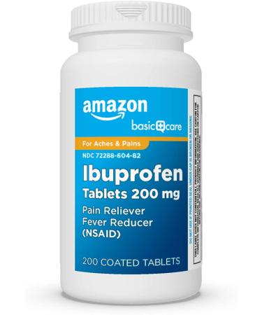 Amazon Basic Care Ibuprofen 200mg - 200 Coated Tablets - Buy Online on GoSupps.com
