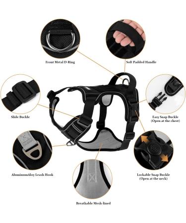 Etaccu No-Pull Dog Harness - Adjustable Breathable Reflective Safety Harness for Medium Dogs - Comfort & Control Black L - Buy Online on GoSupps.com