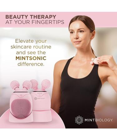 MINTSONIC 3-in-1 Sonic Facial Cleansing Brush and Massager for Women & Men - Silicone Electric Scrubber for Lymphatic Drainage and Double Chin Reduction - Buy Online on GoSupps.com